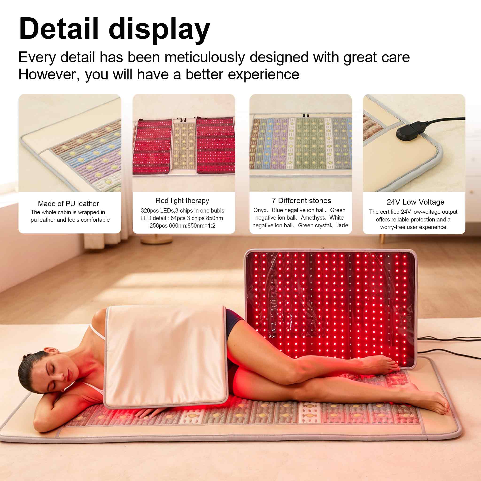 Crystal energy stone infrared ray sauna + Red light therapy mat 11