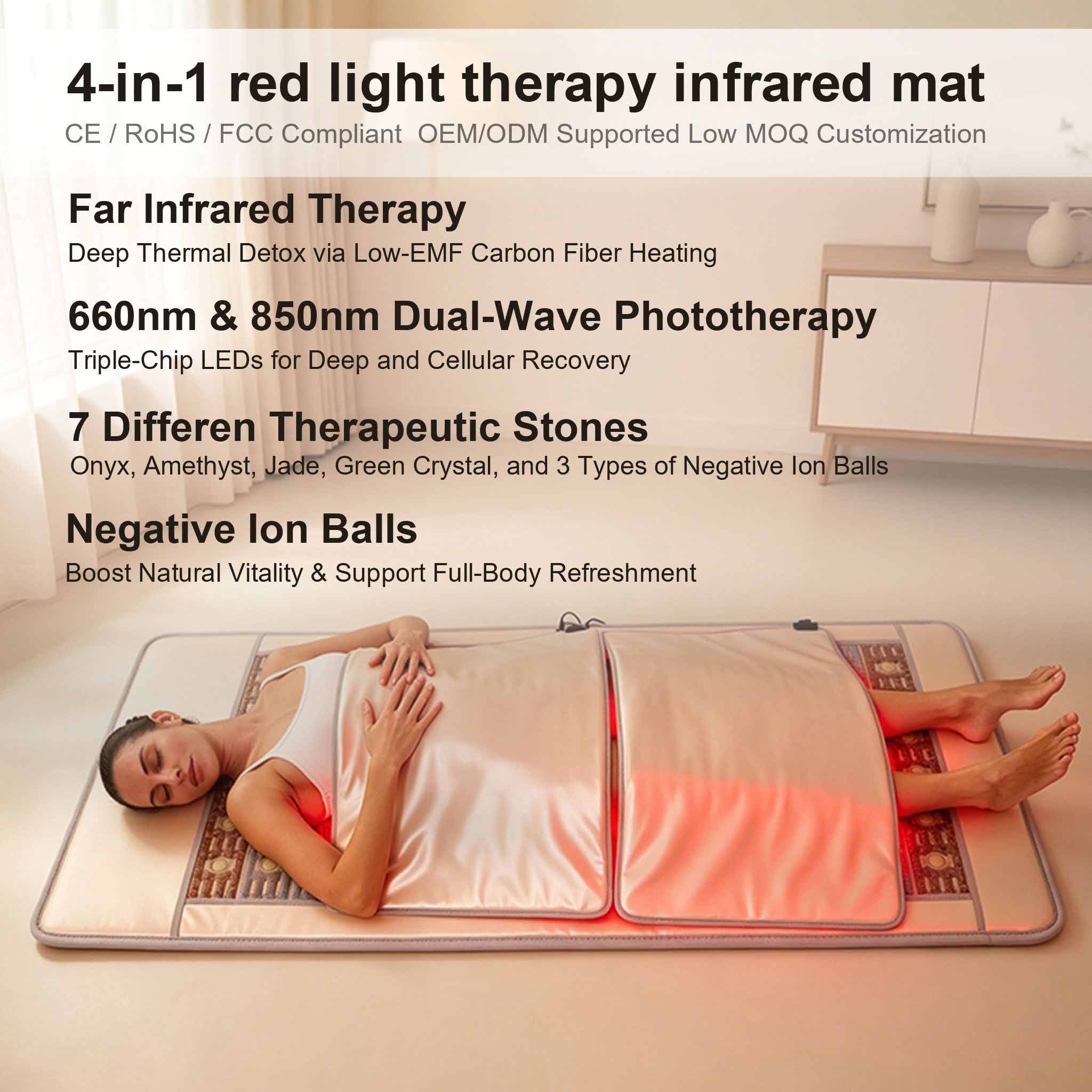 Crystal energy stone infrared ray sauna + Red light therapy mat 22
