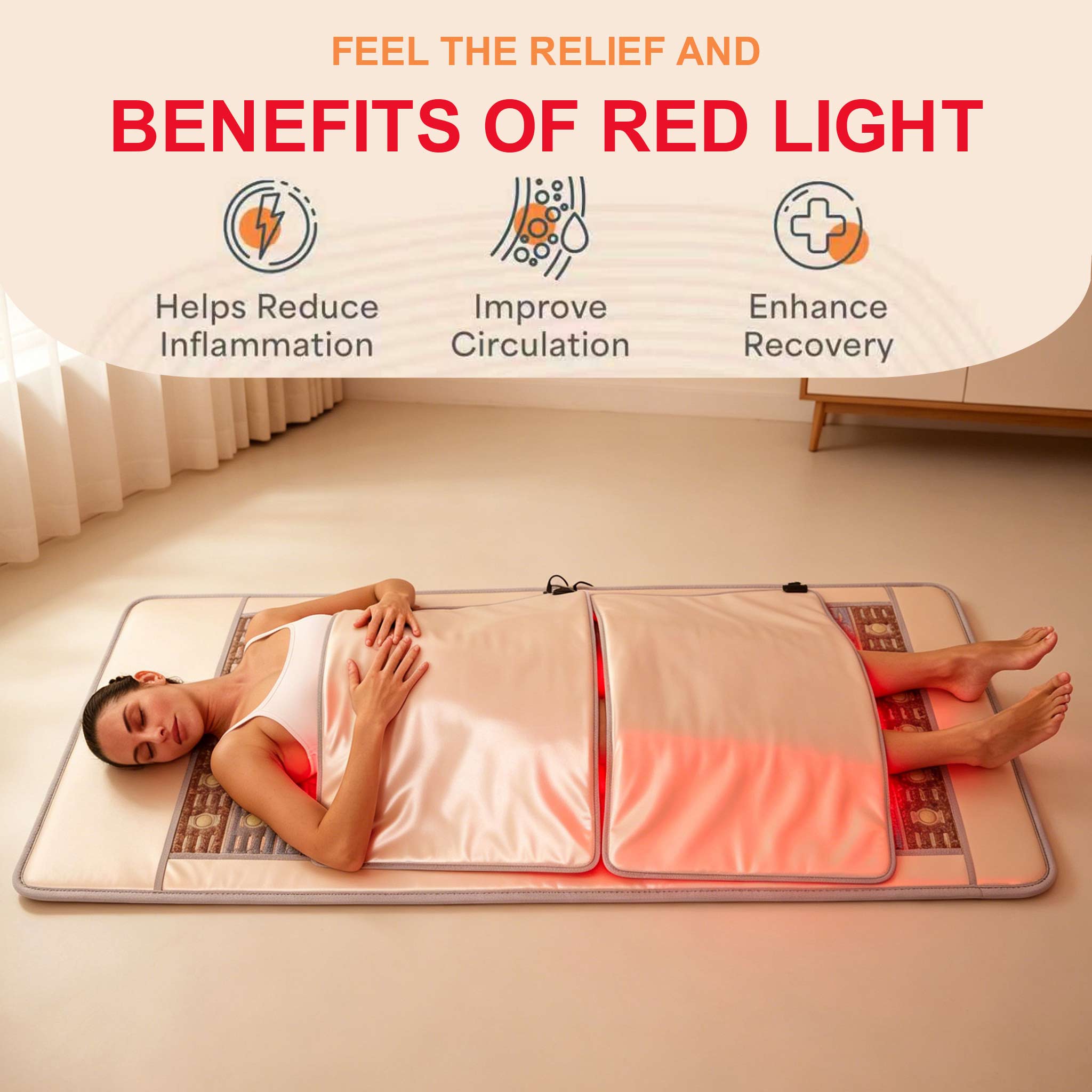 Crystal energy stone infrared ray sauna + Red light therapy mat 9